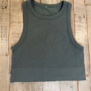 90 Degree by Reflex Crop Tank | Dark Gray | Fitted Activewear | No Size Tag